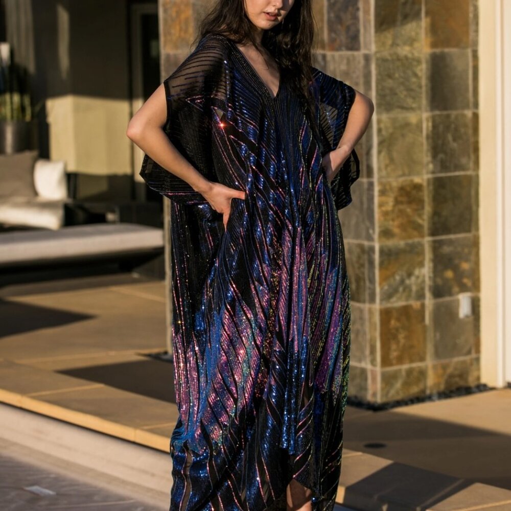 Color-Shifting Sequin Caftan | Jennafer Grace | Petite/XL Fit - Picture 2 of 11